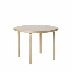 Aalto 90A matbord runt Naturlackerad björk-Björkben
