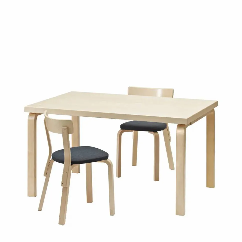 Aalto 82B matbord Vit laminat-Björkben