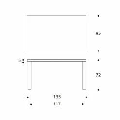 Aalto 82B matbord Vit laminat-Björkben