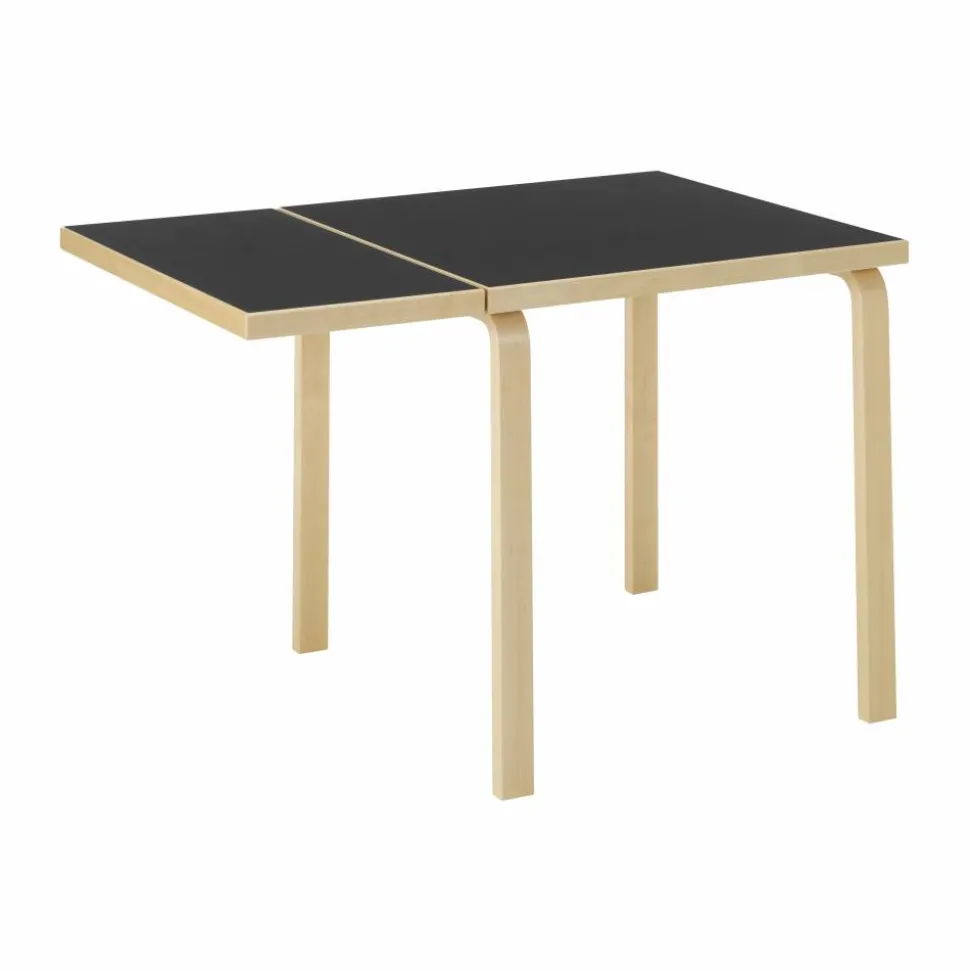 Aalto Table foldable DL81C matbord Top black linoleum-natural lacquered