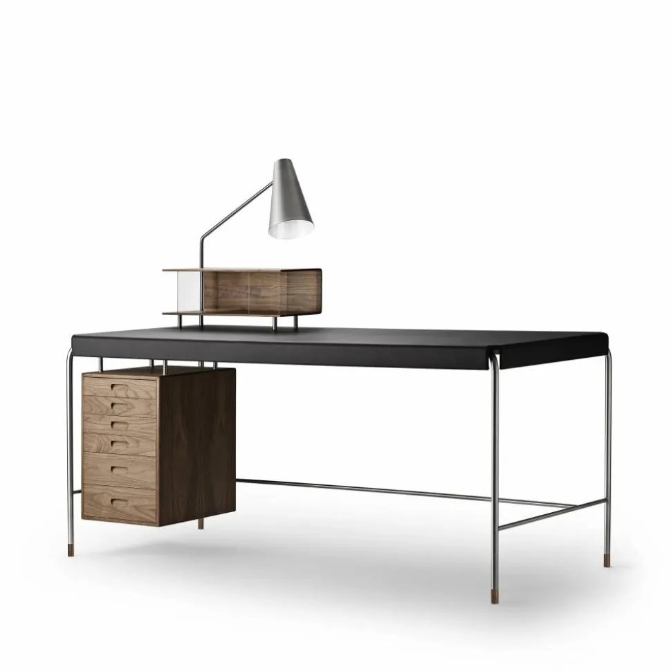 AJ52 Society Table skrivbord Lackad valnöt inkl. belysning 160 cm