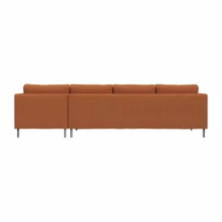 Alex 3-sits soffa chaise lounge höger Tyg Hiro Rustred-aluminiumben