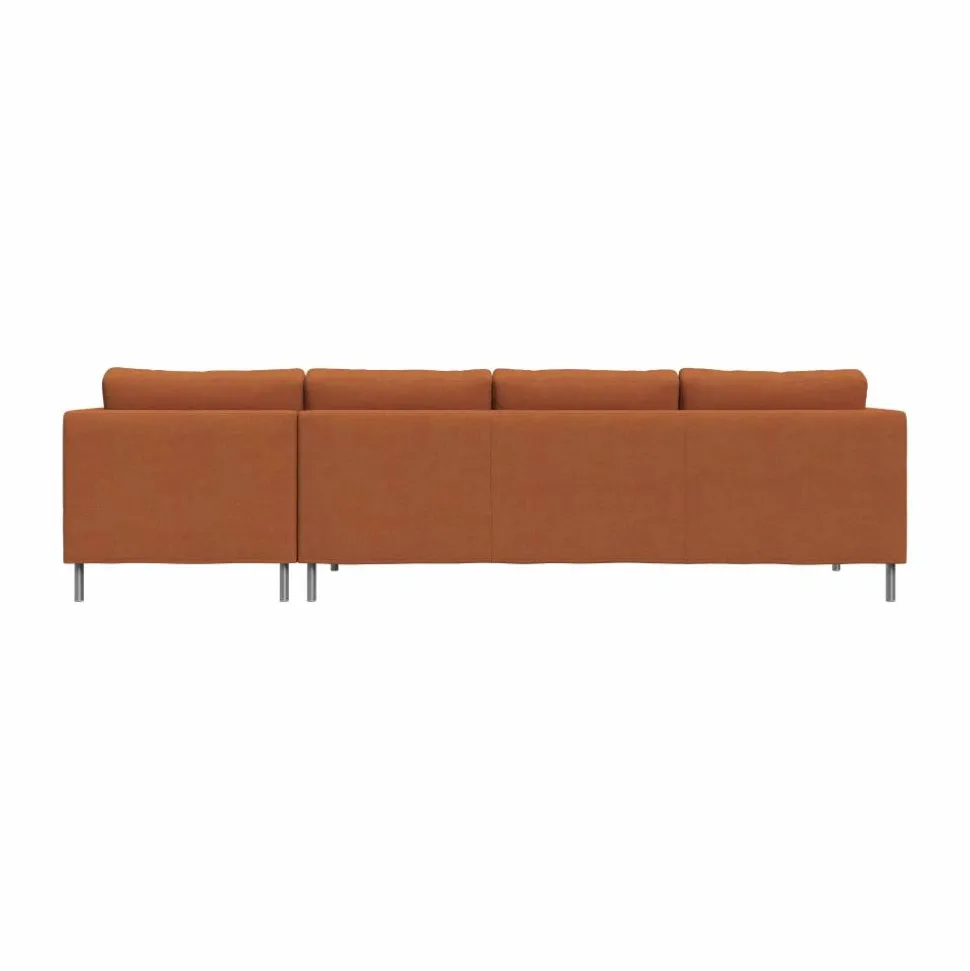 Alex 3-sits soffa chaise lounge höger Tyg Hiro Rustred-aluminiumben