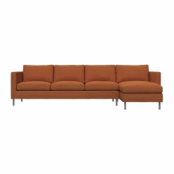 Alex 3-sits soffa chaise lounge höger Tyg Hiro Rustred-aluminiumben