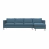 Alex 3-sits soffa chaise lounge höger Tyg Hiro Light Blue-aluminiumben