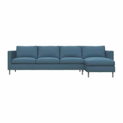 Alex 3-sits soffa chaise lounge höger Tyg Hiro Light Blue-aluminiumben