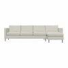 Alex 3-sits soffa chaise lounge höger Tyg Hiro White-aluminiumben
