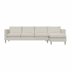 Alex 3-sits soffa chaise lounge höger Tyg Hiro White-aluminiumben