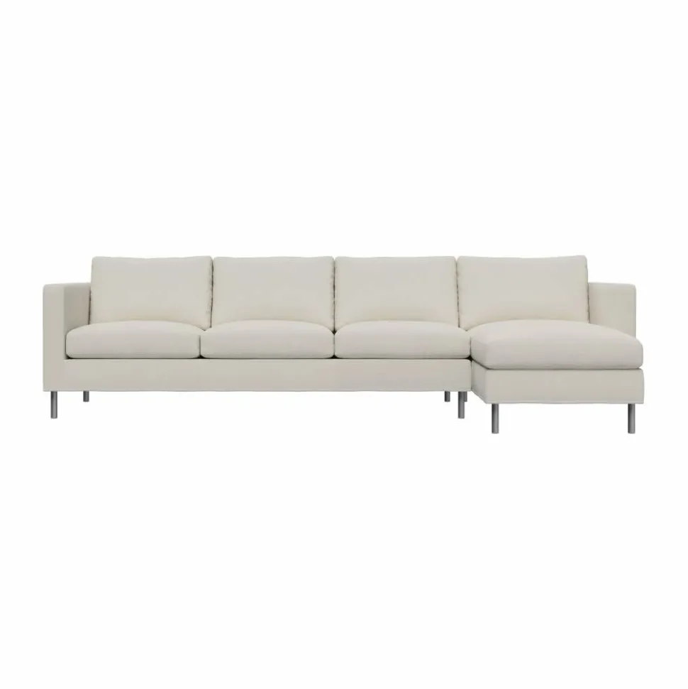 Alex 3-sits soffa chaise lounge höger Tyg Hiro White-aluminiumben