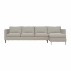 Alex 3-sits soffa chaise lounge höger Tyg Hiro Sand-aluminiumben