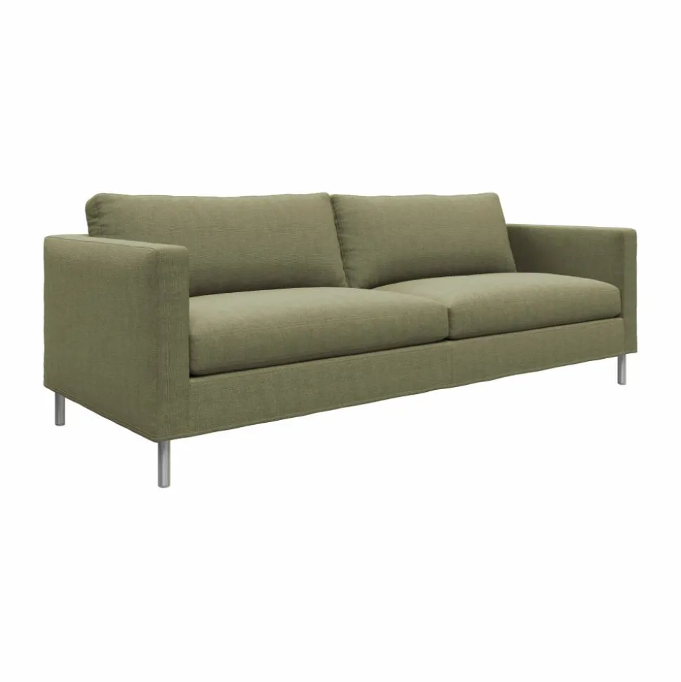 Alex 2 5-sits soffa Tyg Hiro Lightgreen-aluminiumben