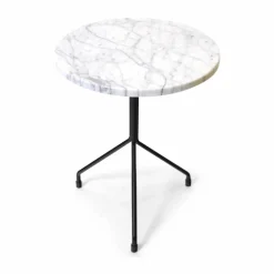 All For One sidobord White carrara-black Ø40 cm