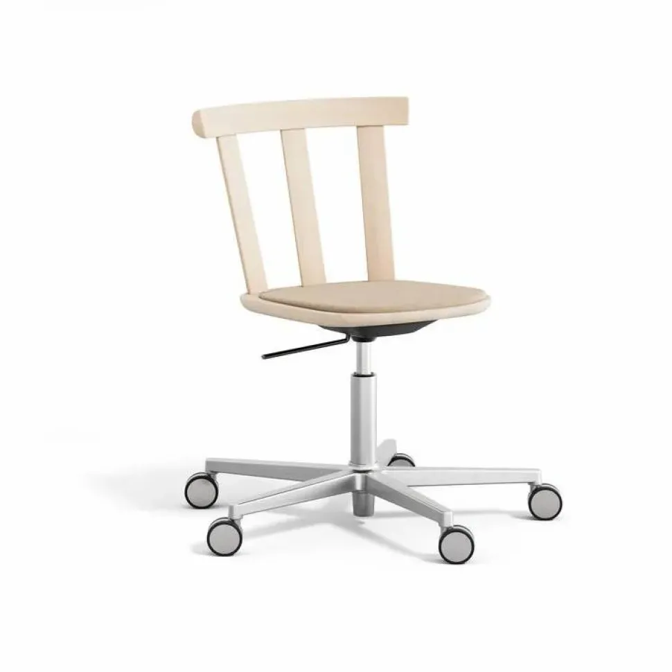 Alt stol snurrstativ klädd sits björk Hallingdal 65-200 beige-ljus mattlack