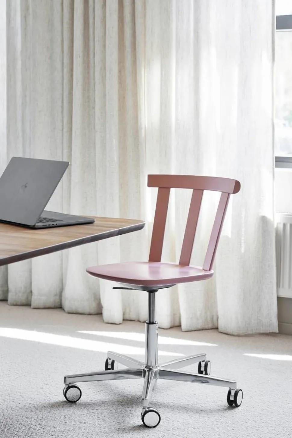 Alt stol snurrstativ klädd sits björk Vidar 4 633 pink-malva 27