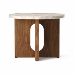 Androgyne sidobord Ø50 cm valnötsbas Kunis Breccia-bordsskiva