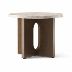Androgyne sidobord Ø50 cm mörkbetsad ek Kunis Breccia-bordsskiva