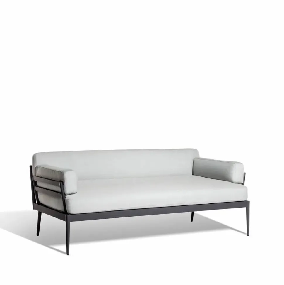 Anholt soffa Sunbrella Natté Grey Storm-mörkgrå aluminium ram