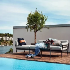 Anholt soffa Sunbrella Natté Grey Storm-mörkgrå aluminium ram