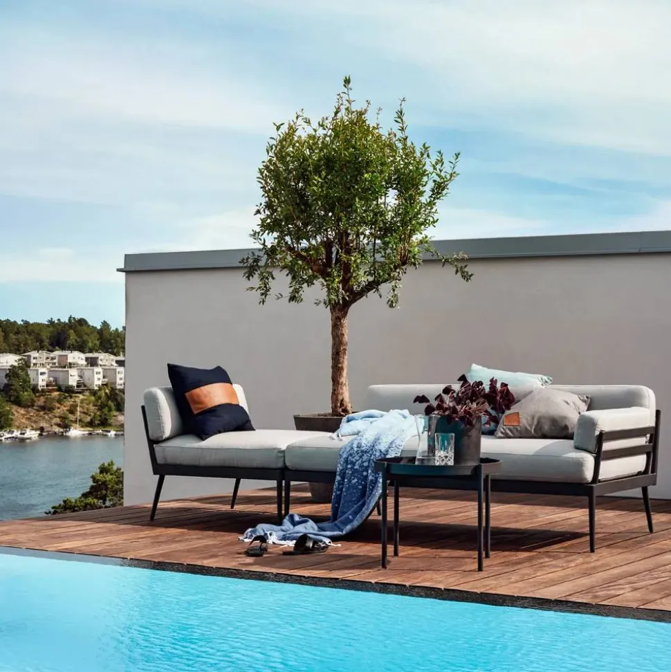 Anholt soffa Sunbrella Natté Grey Storm-mörkgrå aluminium ram