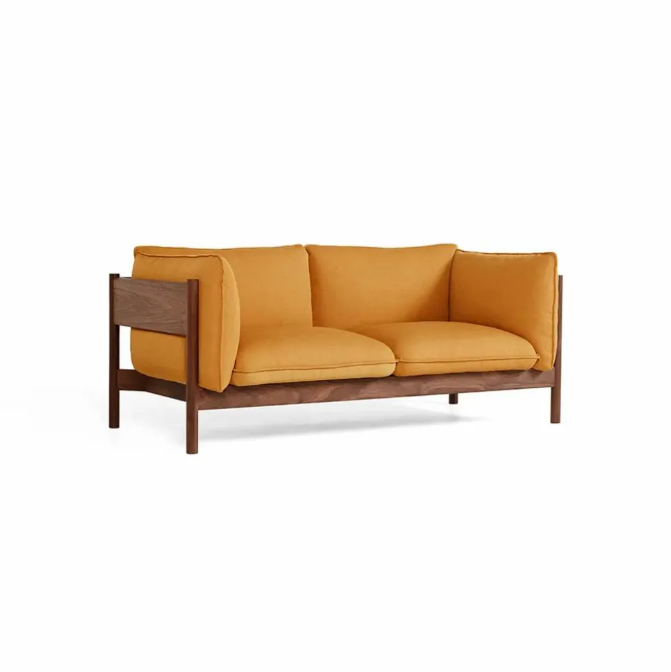Arbour ECO 2-sits Soffa Tyg vidar 472 mustard vaxoljat valnöt
