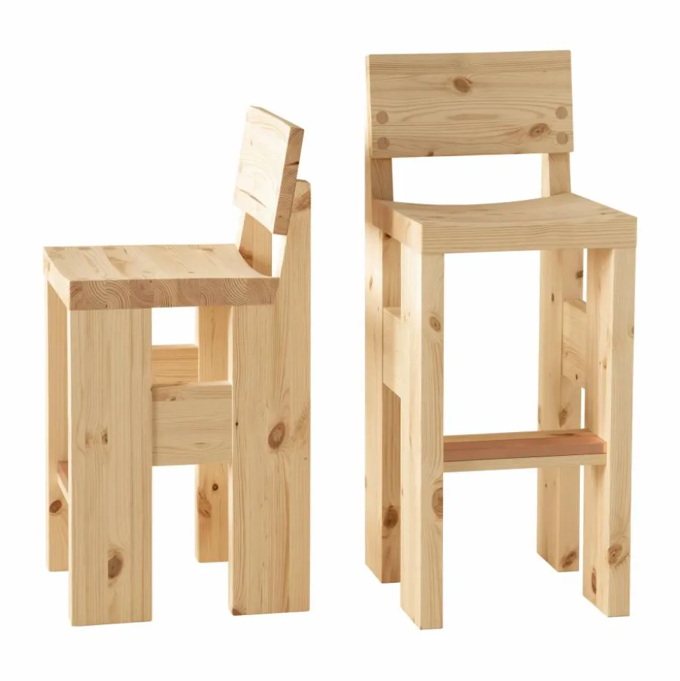 001 Bar Stool barstol Matt oljevaxad furu 75 cm