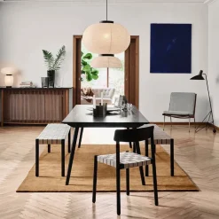 Betty TK5 bänk oak naturflätad linnebandssits