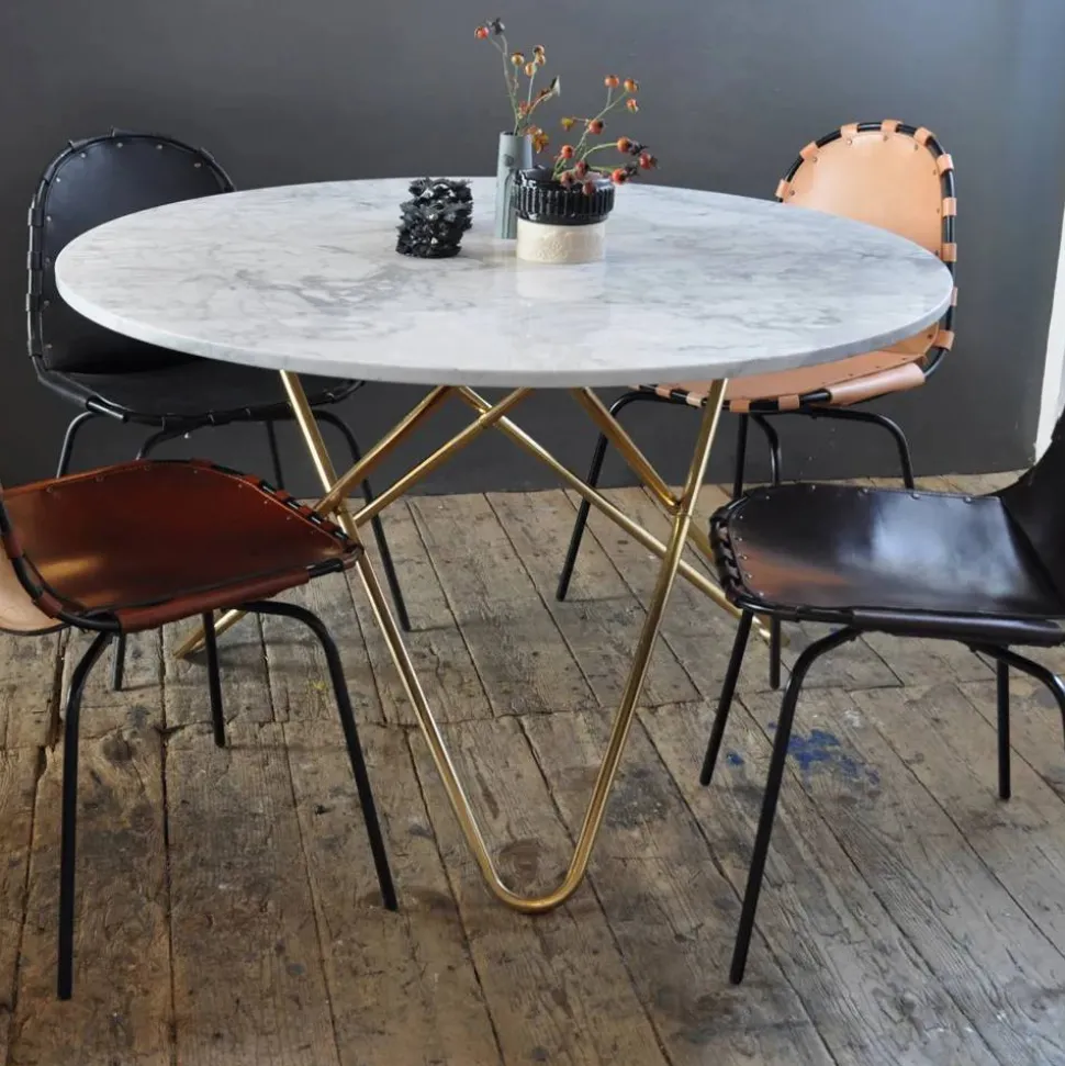 Big O Table matbord Marmor marquina mässingsstativ