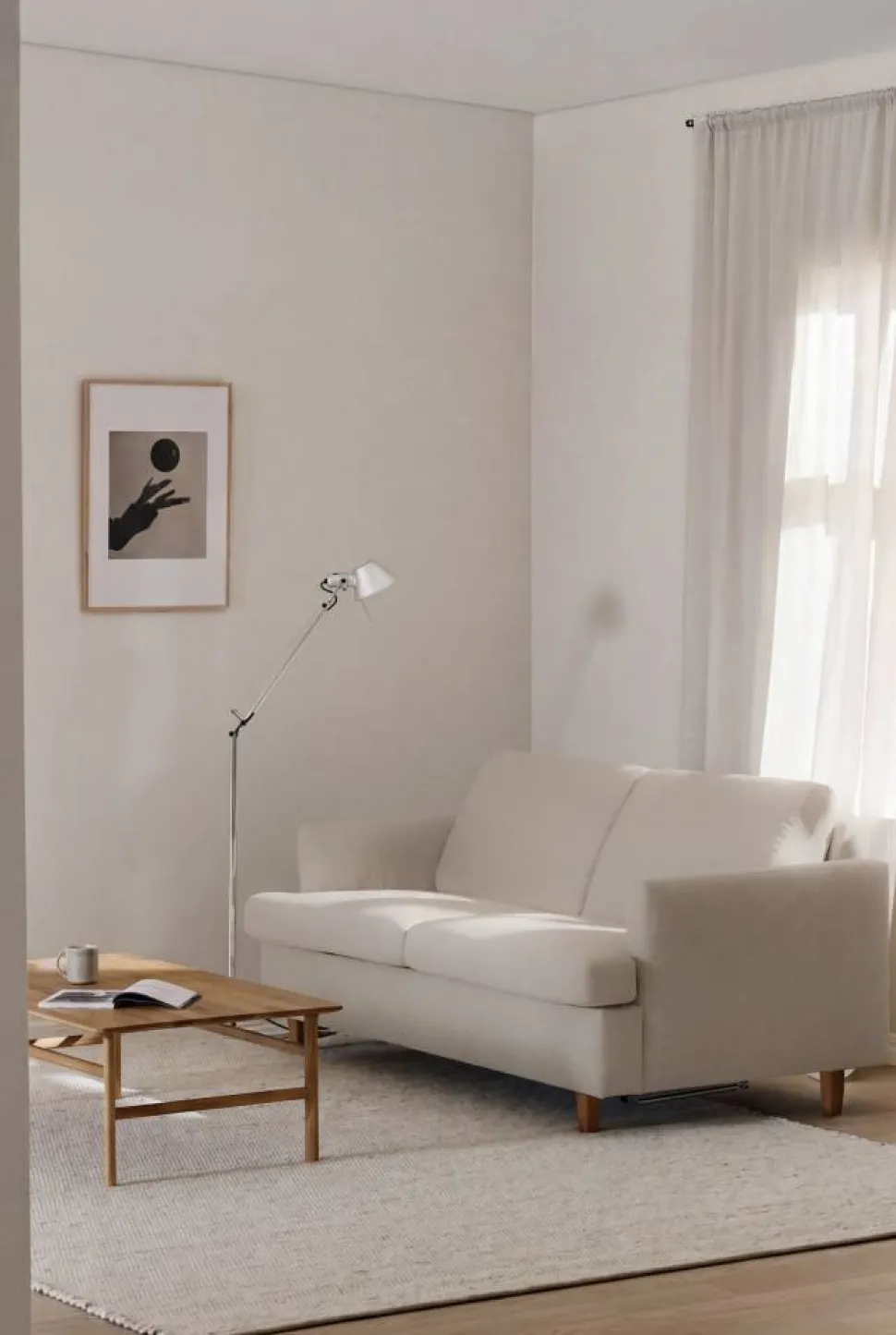 Binga 2 5-sits bäddsoffa Caleido Beige 9600-mörkbetsad ask