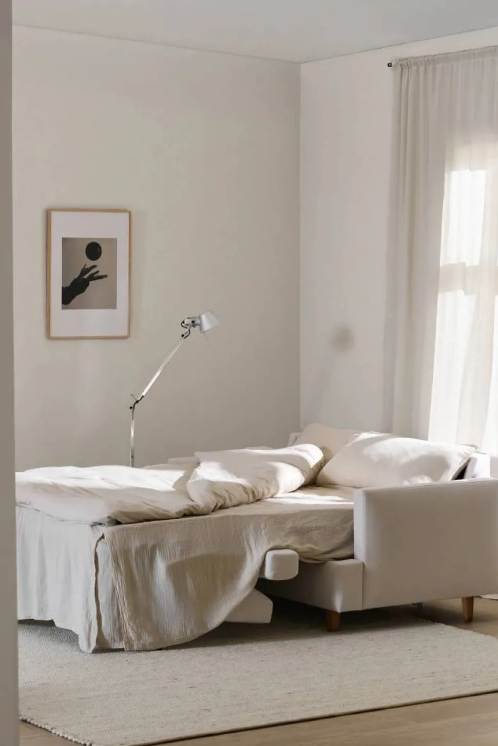Binga 2 5-sits bäddsoffa Caleido Grey 1240-mörkbetsad ask