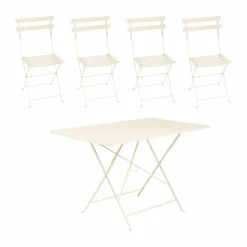 Bistro bord 117x77 cm + 4 stolar Latte beige