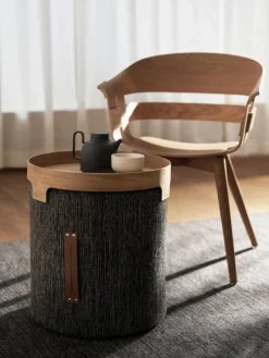 Björk pall hög ljusgrå