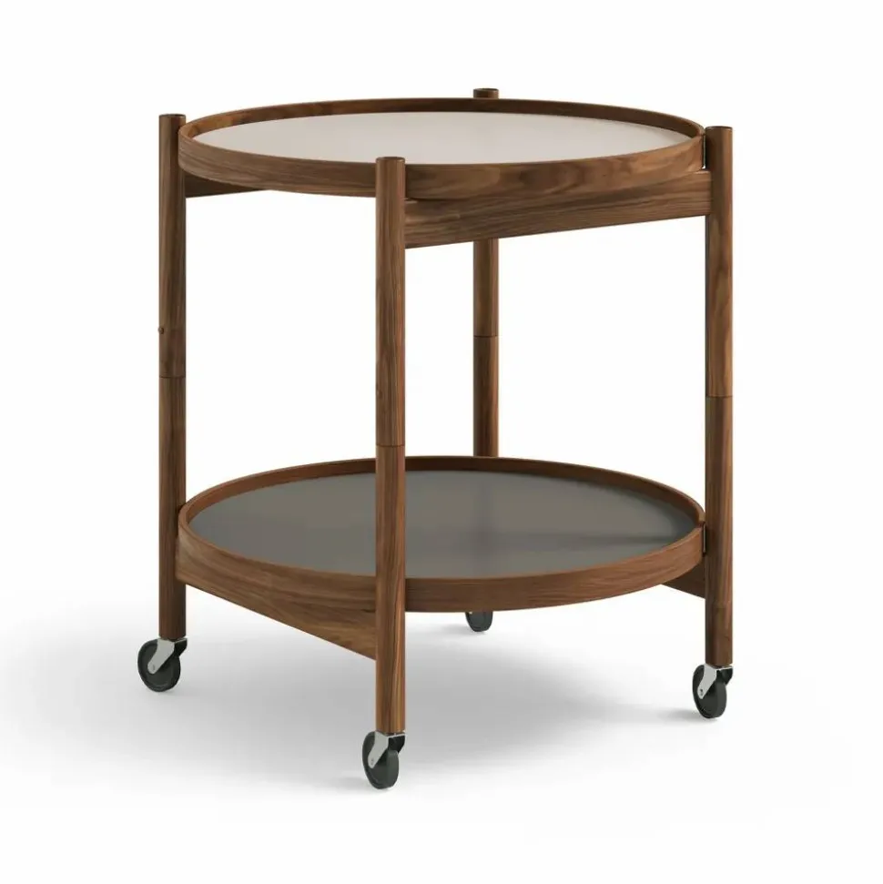 Bølling Tray Table model 50 rullbord stone oljat valnötsstativ