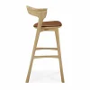 Bok barstol Lackerad ek-läder Cognac 75 cm