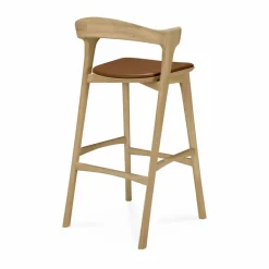 Bok barstol Lackerad ek-läder Cognac 75 cm