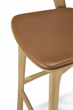Bok barstol Lackerad ek-läder Cognac 75 cm