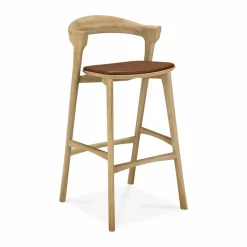 Bok barstol Lackerad ek-läder Cognac 75 cm