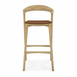 Bok barstol Lackerad ek-läder Cognac 75 cm