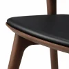 Bok matstol Brown teak-svart läder