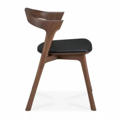 Bok matstol Brown teak-svart läder