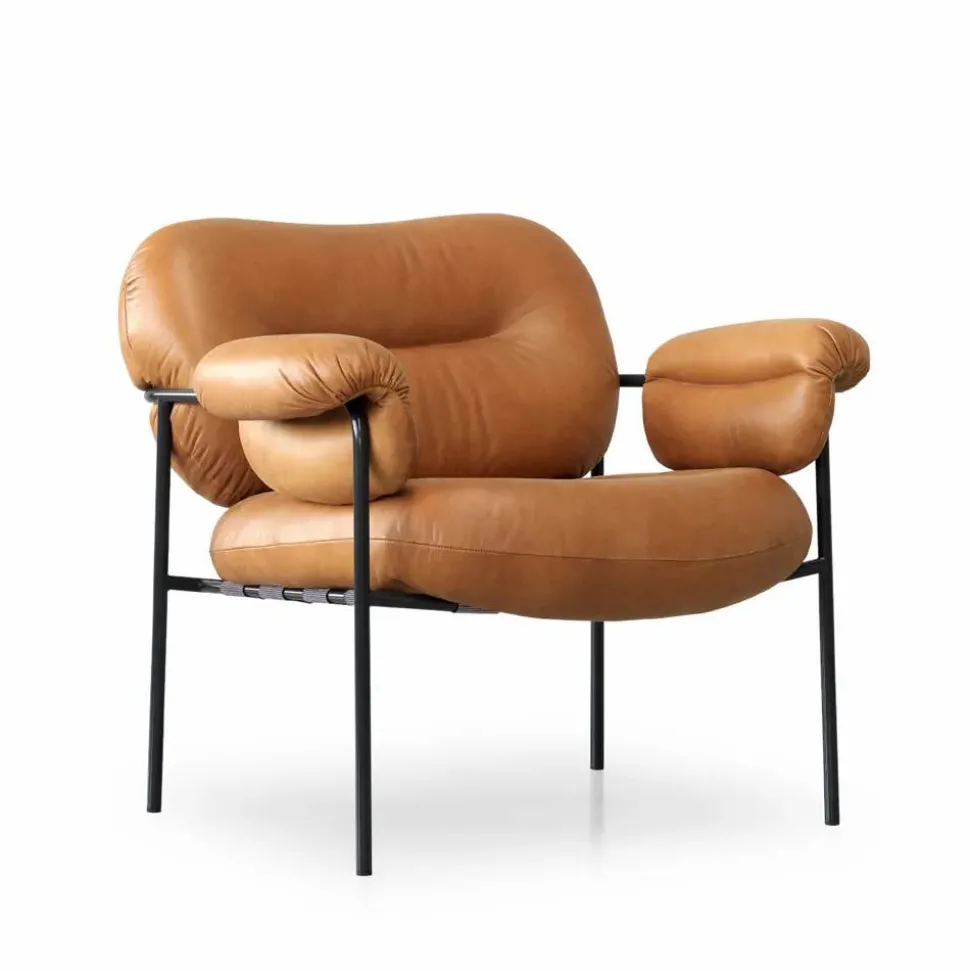 Bollo fåtölj Vintage cognac-svart