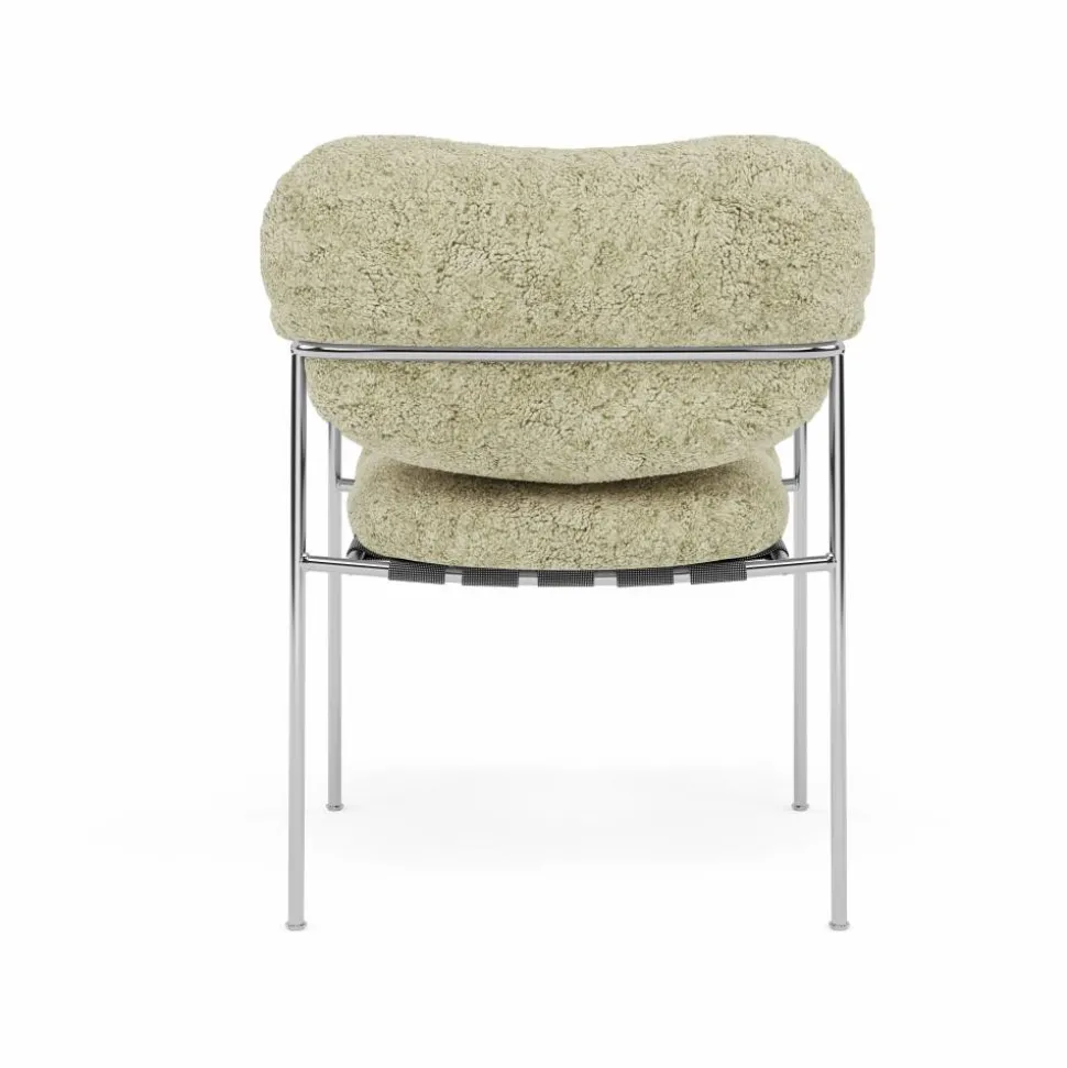 Bollo stol Sheepskin Mohaw-polished stainless steel