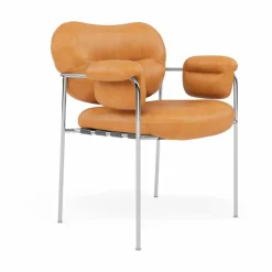Bollo stol Vintage Cognac-polished stainless steel