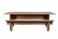 Bookmatch matbord med bänkar 220 cm Valnöt