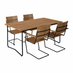 Bovik bord + 4 stolar teak-black