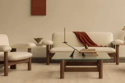 Brasilia soffa 2-sits Dark oak-Nature sheepskin curly