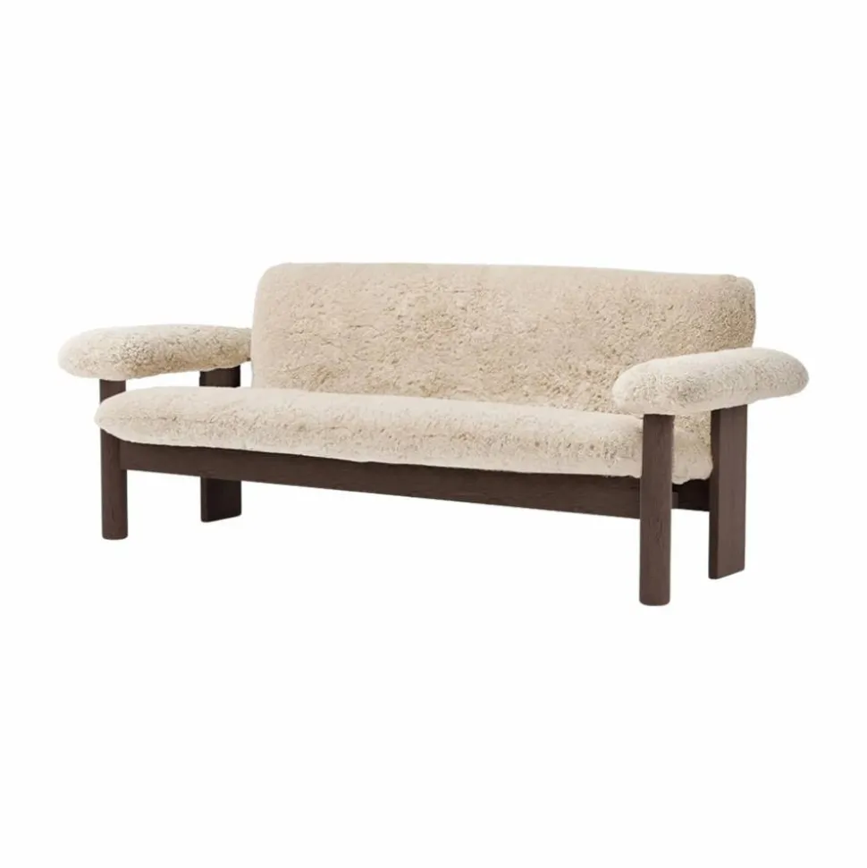 Brasilia soffa 2-sits Dark oak-Nature sheepskin curly