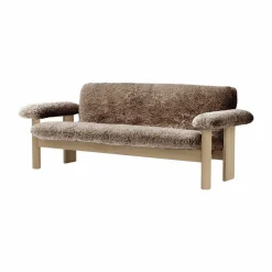 Brasilia soffa 2-sits Natural oak-Sahara sheepskin curly