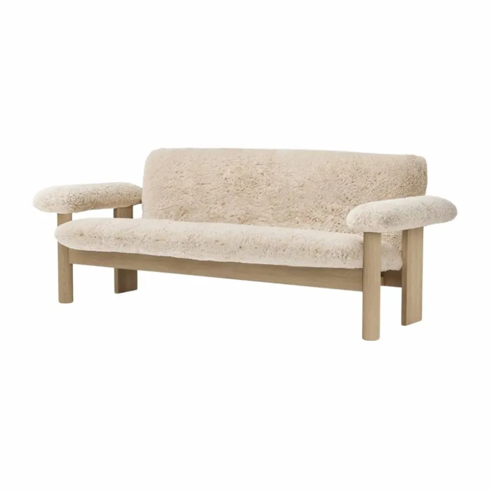 Brasilia soffa 2-sits Natural oak-Nature sheepskin curly