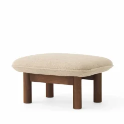 Brasilia fotpall Bouclé 02 beige-mörkbetsad ek