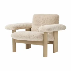 Brasilia fåtölj low back Natural oak-Nature sheepskin curly